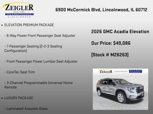 Sterling Metallic 2026 GMC Acadia Elevation AWD