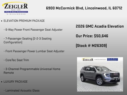 Sterling Metallic 2026 GMC Acadia Elevation AWD