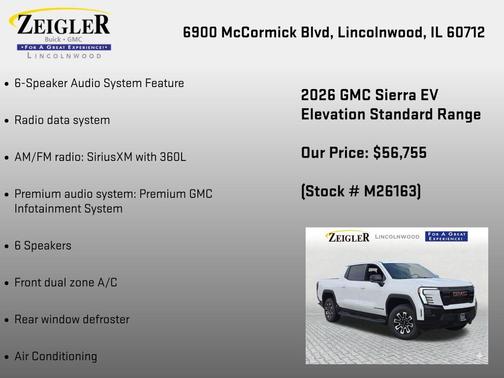 Summit White 2026 GMC Sierra EV Standard Range Elevation