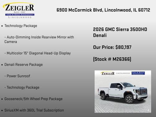 Glacier White Tricoat 2026 GMC Sierra 3500 Denali