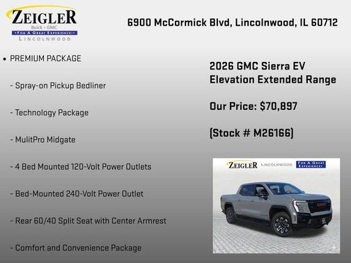 Thunderstorm Gray 2026 GMC Sierra EV Extended Range Elevation