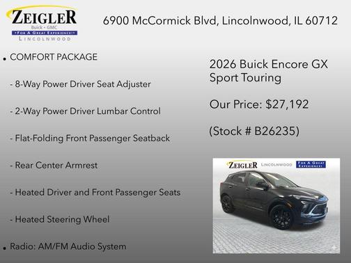 Ebony Twilight Metallic 2026 Buick Encore GX Sport Touring