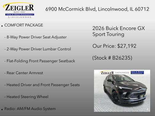 Ebony Twilight Metallic 2026 Buick Encore GX Sport Touring