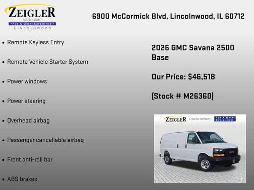 Summit White 2026 GMC Savana 2500 Work Van