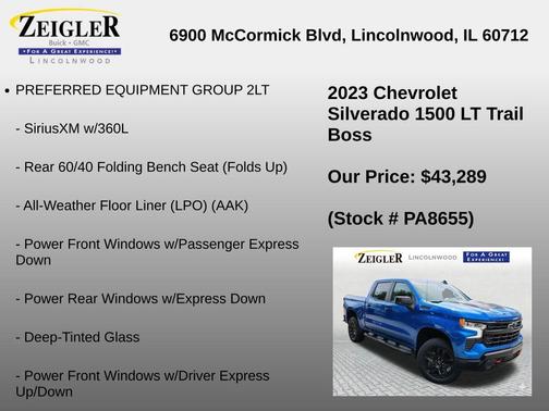 Glacier Blue Metallic 2023 Chevrolet Silverado 1500 LT Trail Boss