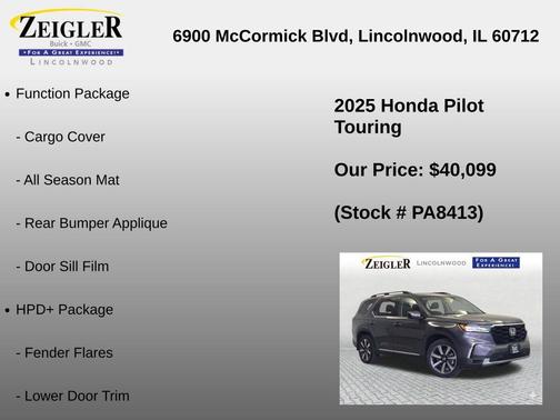 Modern Steel Metallic 2025 Honda Pilot Touring 8-Passenger