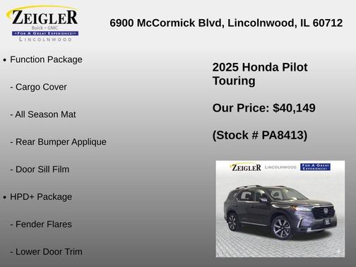 Modern Steel Metallic 2025 Honda Pilot Touring 8-Passenger