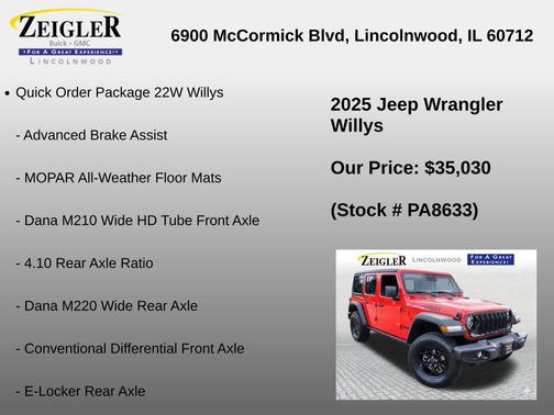 Firecracker Red Clearcoat 2025 Jeep Wrangler Willys