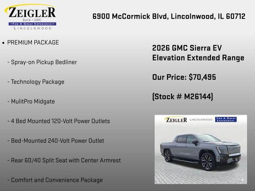 Thunderstorm Gray 2026 GMC Sierra EV Extended Range Elevation
