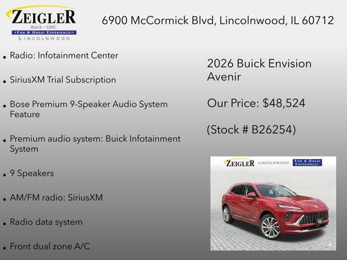 Brilliant Red 2026 Buick Envision Avenir AWD