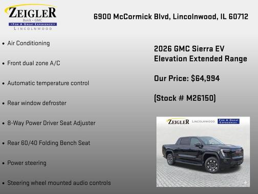 Onyx Black 2026 GMC Sierra EV Extended Range Elevation