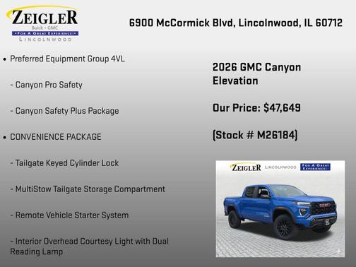 Rapids Metallic 2026 GMC Canyon Elevation