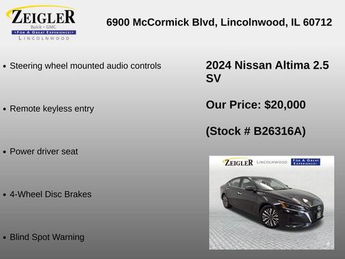 Super Black 2024 Nissan Altima 2.5 SV
