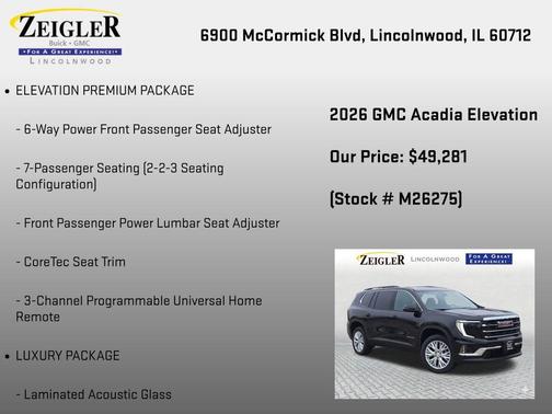 Ebony Twilight Metallic 2026 GMC Acadia Elevation AWD