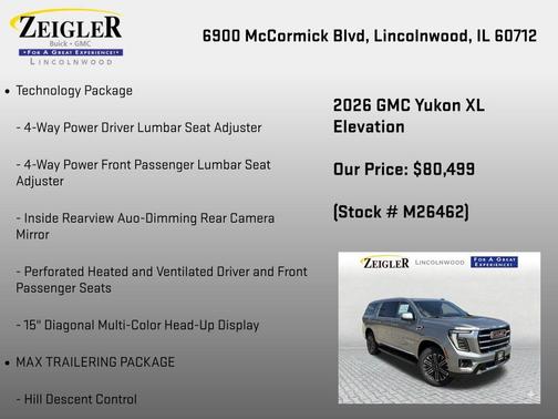 Sterling Metallic 2026 GMC Yukon XL 4WD Elevation