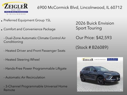 Quartz Blue Metallic 2026 Buick Envision Sport Touring AWD