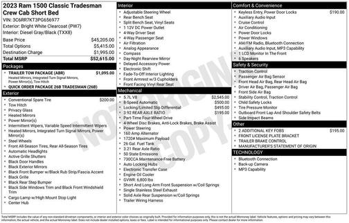 Bright White Clearcoat 2023 RAM 1500 Classic Tradesman