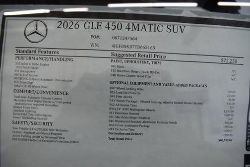 Black 2026 Mercedes-Benz GLE 450 4MATIC