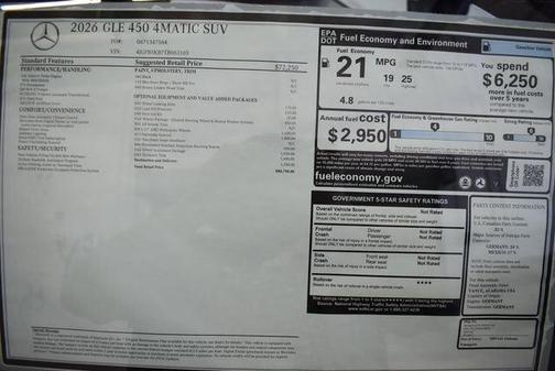Black 2026 Mercedes-Benz GLE 450 4MATIC