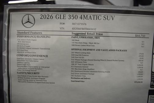 Black 2026 Mercedes-Benz GLE 350 4MATIC