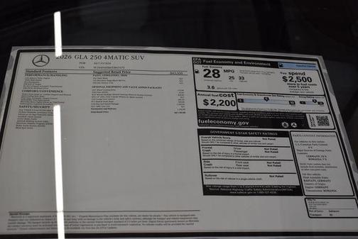 Night Black 2026 Mercedes-Benz GLA 250 4MATIC