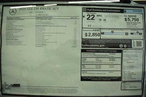 Polar White 2026 Mercedes-Benz GLE 350 4MATIC