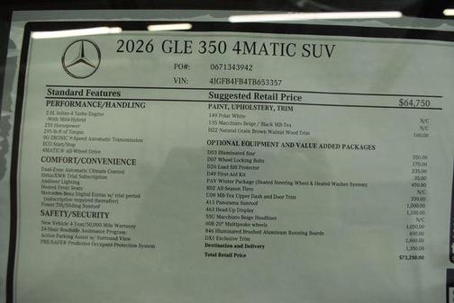 Polar White 2026 Mercedes-Benz GLE 350 4MATIC