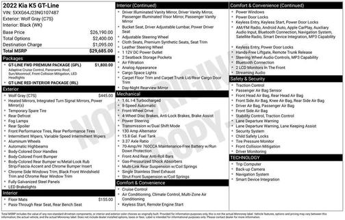 Wolf Gray 2022 Kia K5 GT-Line