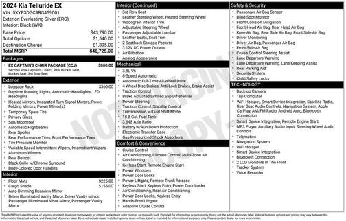 Everlasting Silver 2024 Kia Telluride EX