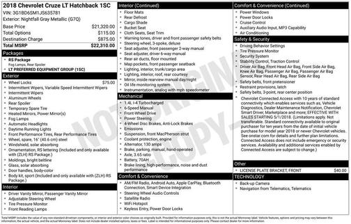 2018 Chevrolet Cruze LT