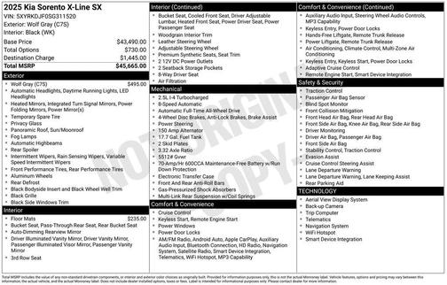 Wolf Gray 2025 Kia Sorento SX