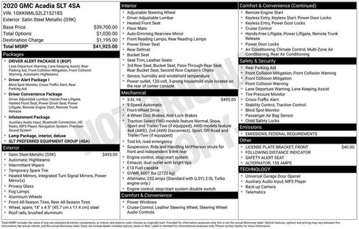 2020 GMC Acadia FWD SLT