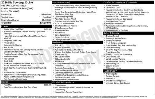 Glacial White Pearl 2026 Kia Sportage X-Line