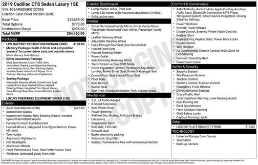 2019 Cadillac CTS 2.0L Turbo Luxury