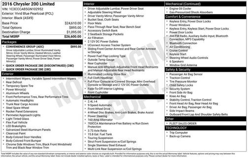 2016 Chrysler 200 Limited