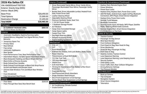 Gravity Gray 2026 Kia Seltos EX