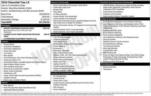Blue Glow Metallic 2024 Chevrolet Trax LS