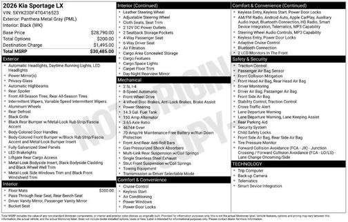 Panthera Metal Gray 2026 Kia Sportage LX
