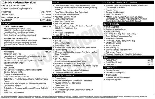 2014 Kia Cadenza Premium