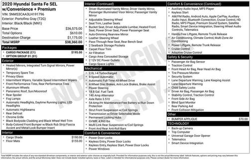 Portofino Gray 2020 Hyundai SANTA FE SEL 2.4