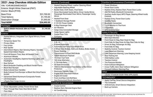 Bright White Clearcoat 2021 Jeep Cherokee Altitude