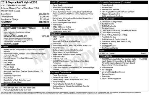 2019 Toyota RAV4 Hybrid SE