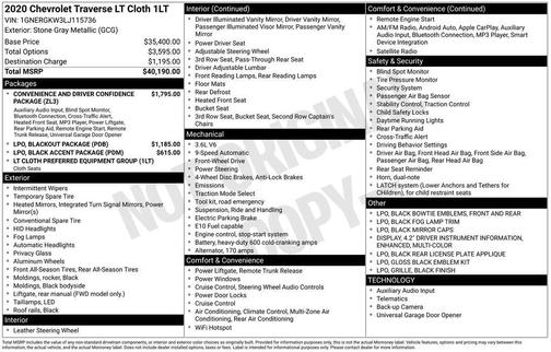 2020 Chevrolet Traverse LT Cloth