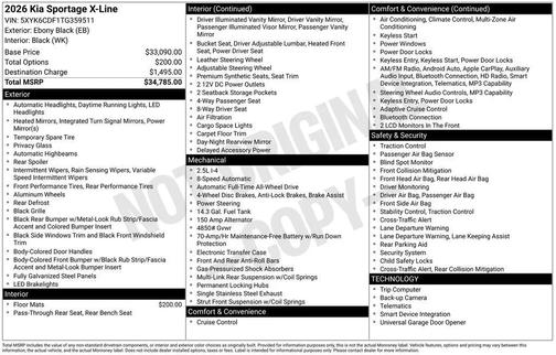 Ebony Black 2026 Kia Sportage X-Line