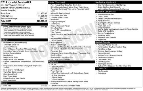 2014 Hyundai SONATA GLS