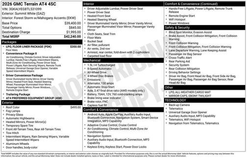 White 2026 GMC Terrain AT4