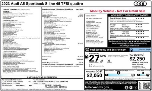 2023 Audi A5 Sportback 45 S Line Prestige
