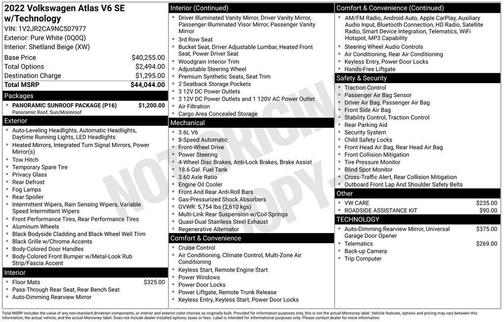 2022 Volkswagen Atlas 3.6L SE w/Technology