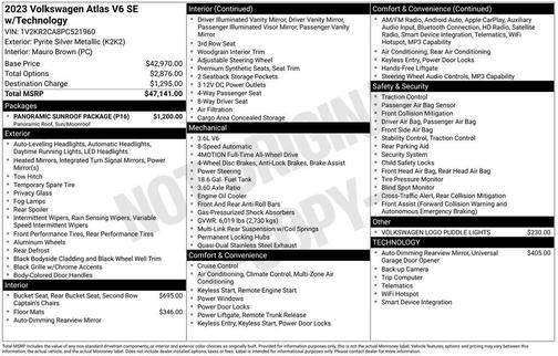 2023 Volkswagen Atlas 3.6L SE w/Technology