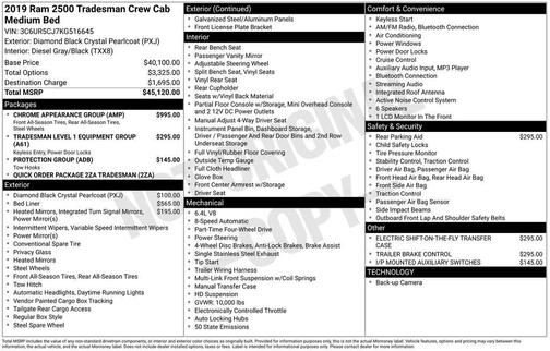 2019 RAM 2500 Tradesman Crew Cab 4x4 6'4' Box